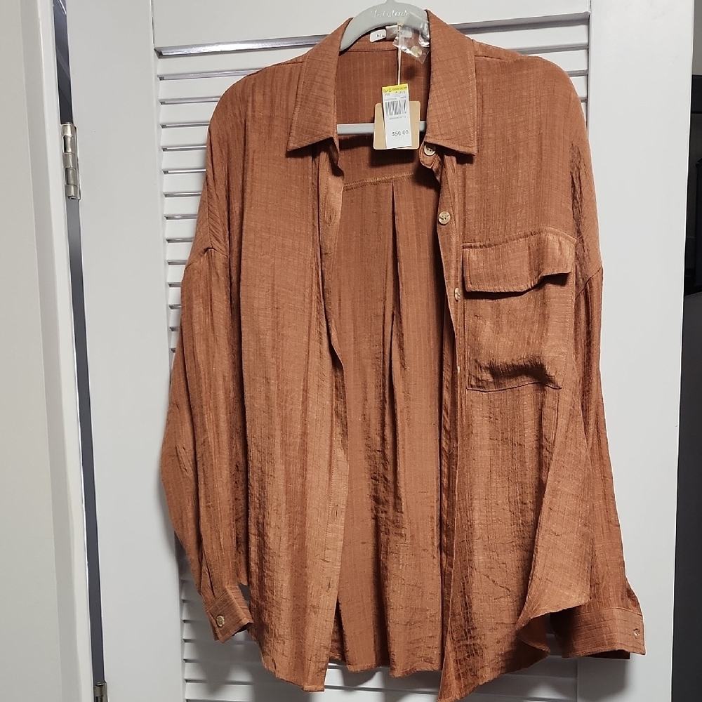 Women's Rust Button Down Blouse
